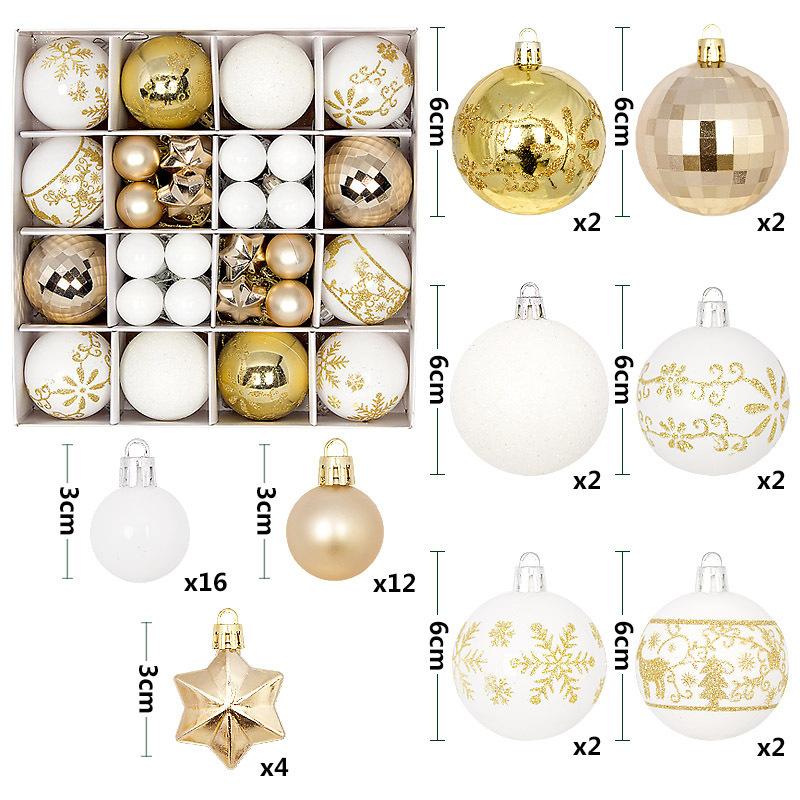 New Christmas Ball Decoration Gift Box Set Painted Electroplated 44pcs Round Ball Special-shaped Christmas Ball Pendant