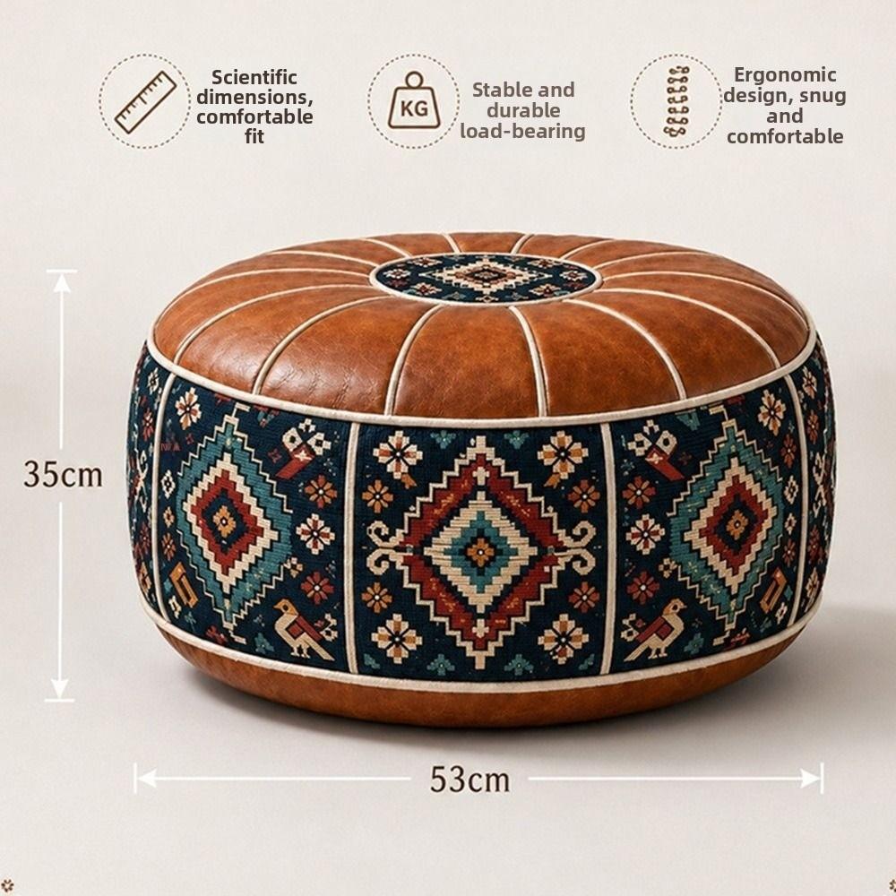 Fillable Design Ottoman Pouf Boho Pattern Storage Ottoman New Footstool Cover Home Use