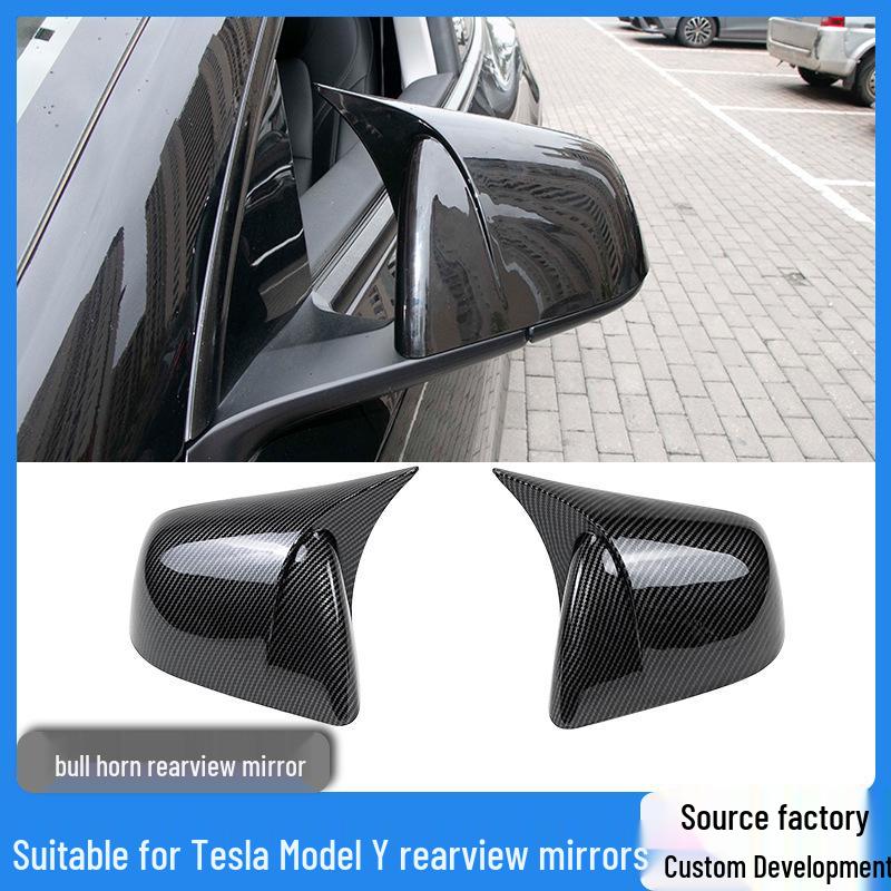 Tesla Model 3/Model Y Horn-Shaped Rearview Mirror Cover/Protective Shell for Exterior Modification