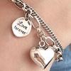 Heart Charm Bracelet Double-Layer Love Heart Alloy Bracelet Adjustable Bracelet with Heart Round Pendant Jewelry for Work Dating Anniversary Gift