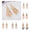 1 Pair Lady Earrings Tassel Chain Shiny Faux Crystal Drop Earrings for