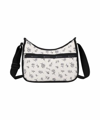 LESPORTSAC Сумка-хобо Classic с рисунком 'Чернильный Цветочный' цвета Слоновой кости [7520.Hg81]