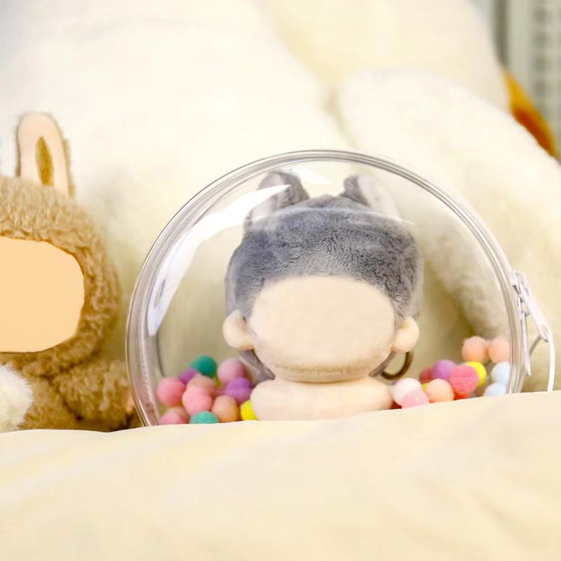12*12cm Display Portable High Transparency Cute Doll Storage Bag Fashion Accessories Circular Design Pendant 9 Colors