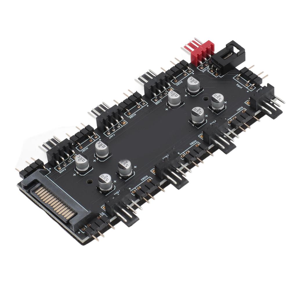ARGB PWM 2 in 1 Hub 8 Way 5V 3 Pin ARGB HUB and 8 Way 12V 4 Pin PWM Hub for Expanding Motherboard Fan and ARGB Interface