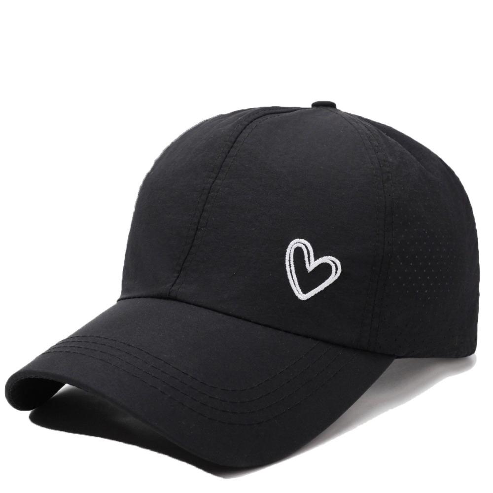 Love Heart Ponytail Baseball Cap Adjustable Solid Color Sunshade Sun Hat Lightweight Sun Protection Snapback Hat Ladies