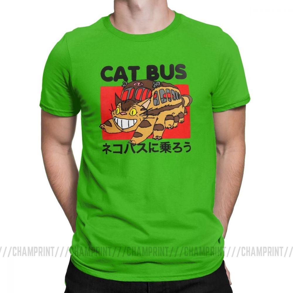 Men S T Shirt Cat Bus Funny Cotton Tee Shirt Short Sleeve My Neighbor Totoro T