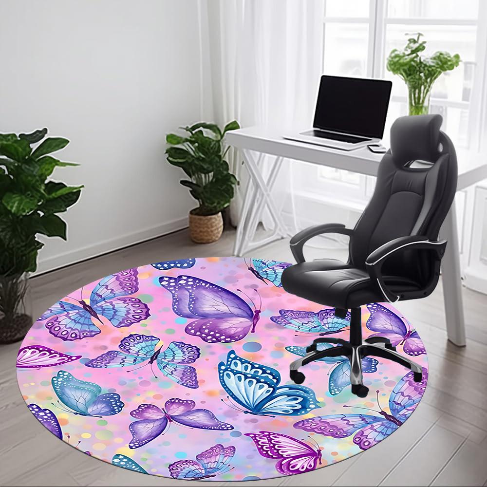 1pc Butterfly Print Chair Carpet for Office Machine Washable Rug for Office, Good Gift for Family or Friends yy251225230