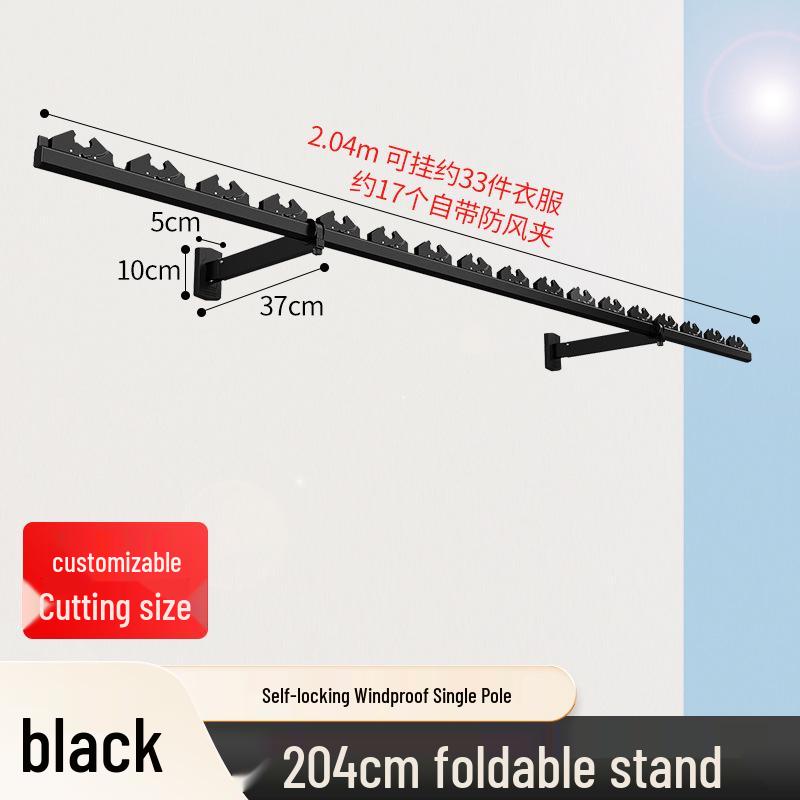 Folding Telescopic Wall-Mounted Clothes Drying Rack for Balcony or Bay Window