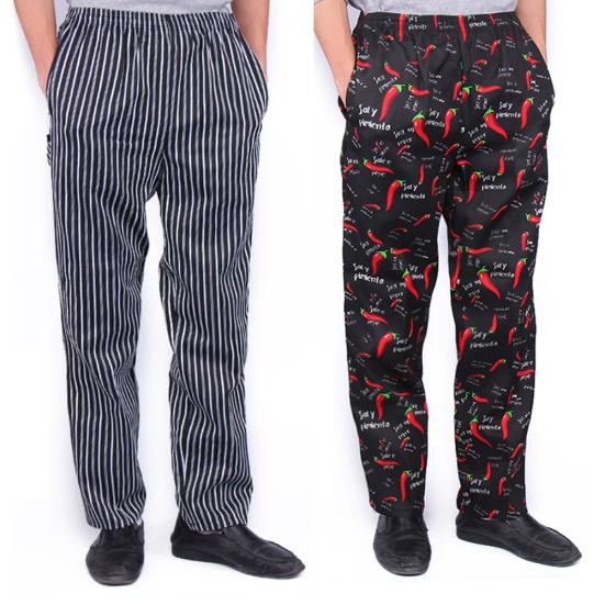 Мужские полосатые клетчатые брюки с принтом чили, длинные брюки для работы в отеле, ресторане, кухне шеф-повара
