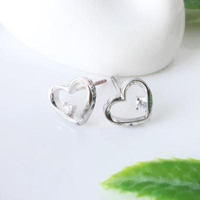 Серьги из серебра 925 пробы SE041 Серебряные серьги с кубическим цирконием в форме сердца