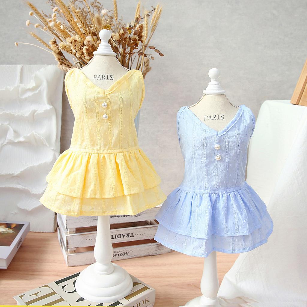 2023 весенне-летняя юбка для собак, одежда для домашних животных, установленная Тедди Ченери, хлопковая юбка с жемчугом для маленьких собак, одежда для собак, платье для собак