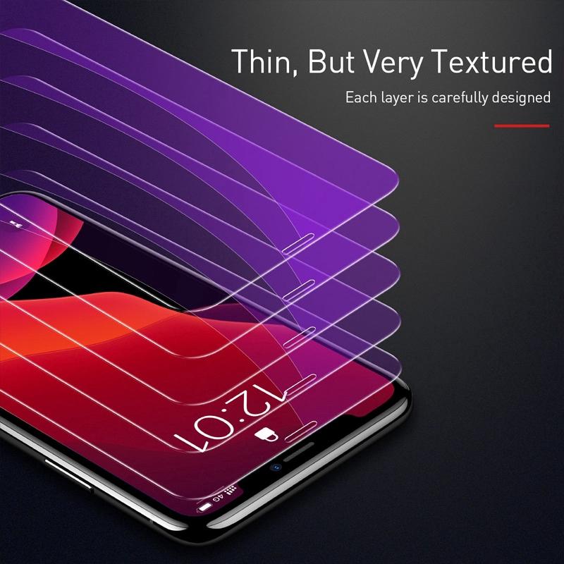 Закаленное стекло с защитой от синего света и фиолетовых лучей для iPhone Air 18 17 16 15 14 13 12 11 Pro XS Max Mini XR X 6 S 7 8 Plus SE Пленка Защита экрана