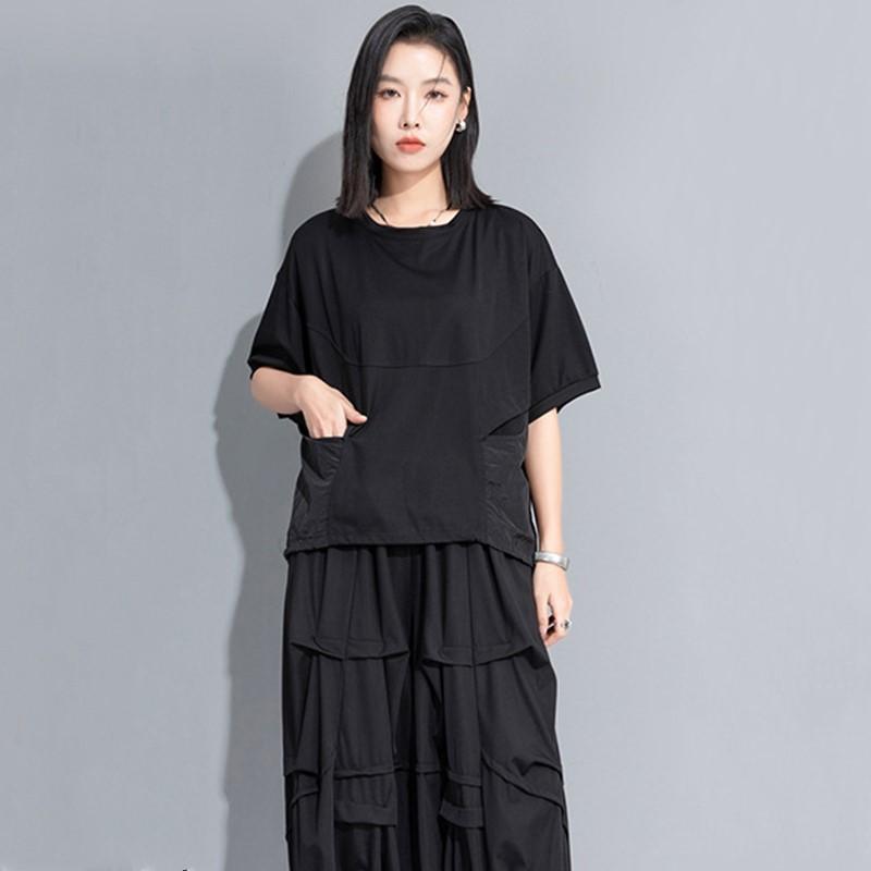 Короткий рукав, свободная футболка в стиле ретро с лоскутным принтом, повседневная, свободная, женская летняя футболка