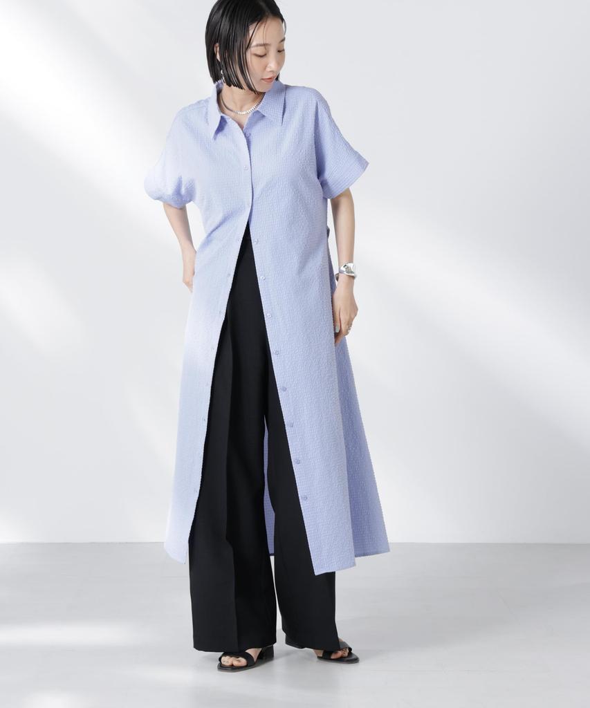 Nano Universe Tuck Easy Center Press Straight F Women's Pants, 010, Black, 673-5227300