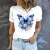 Summer Women's T-Shirt Art Butterfly Pattern Exquisite Short Sleeve T Women's Clothing Elegant Round Neck T-Shirt Top
