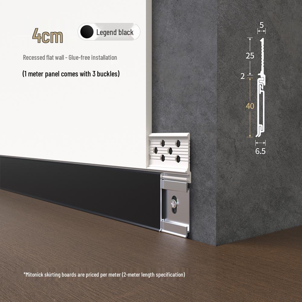 Ультратонкий алюминиевый плинтус Meitong со скрытым креплением