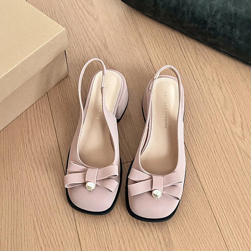 Красивые туфли на высоком каблуке, как у интернет-знаменитостей, лето 2025, новые женские туфли-лодочки с острым носом, металлической пряжкой, черные сандалии с закрытым носком