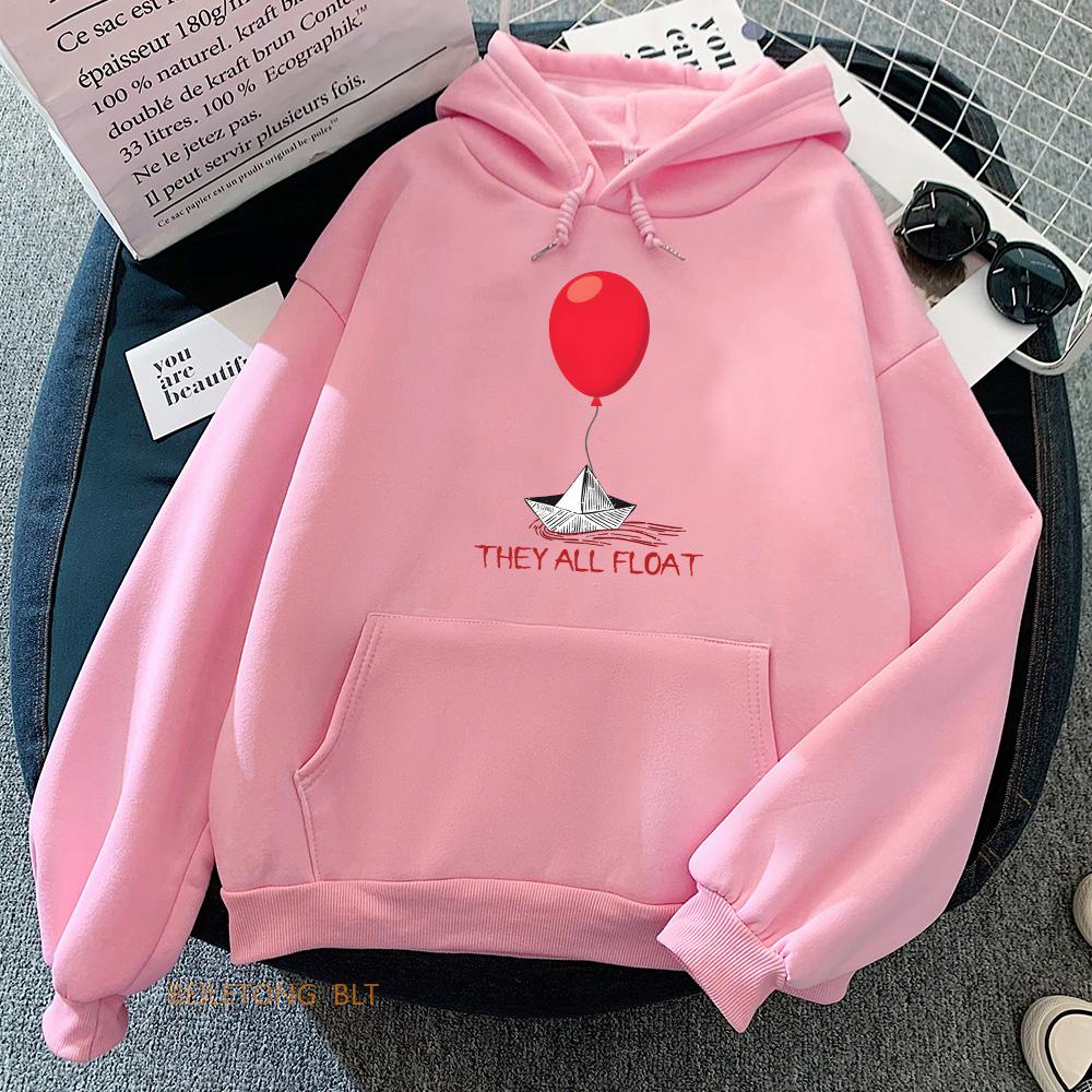 Худи с принтом клоуна из фильма ужасов Стивена Кинга «Оно» с длинным рукавом для женщин и мужчин, повседневные зимние худи с графическим принтом, топы