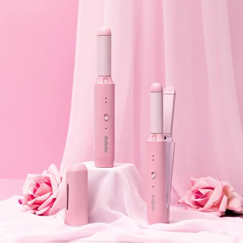 [Babyliss] Мини-портативный беспроводной USB-C двусторонний стайлер для волос - Розовый цветущий (BCD1030PIK)