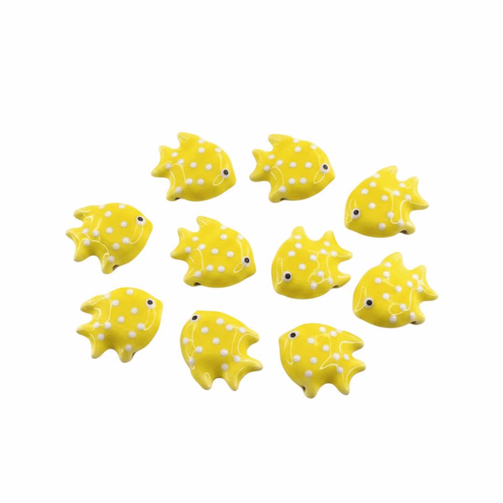 Colorful Fish Ceramic Beads Kawaii Loose Beads Fun Tropical Spacer Beads Bracelet