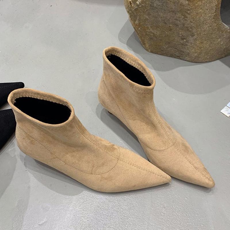 Остроносые женские ботильоны из замши, дизайнерские сексуальные туфли на среднем каблуке 2025 года, трендовые новые брендовые зимние готические модные туфли-лодочки Botas De Mujer