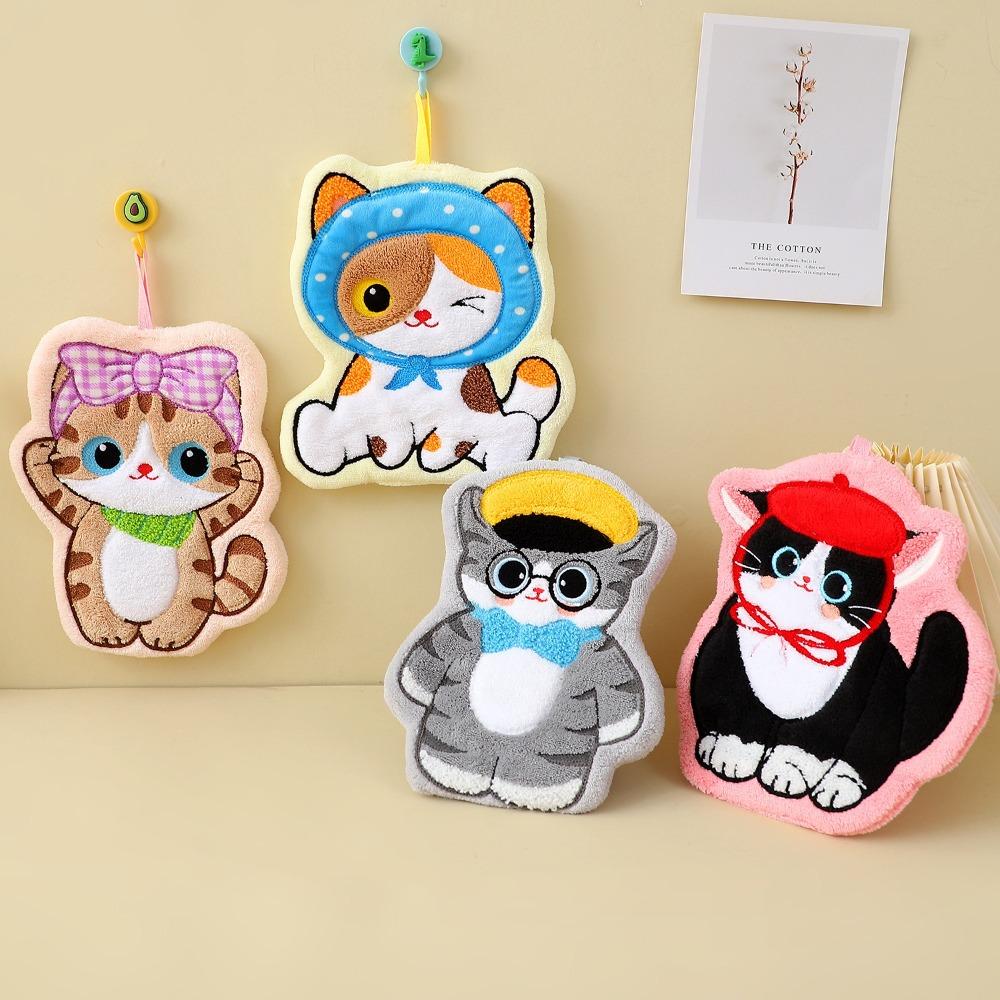 Cute Cat Kitchen Toilet Handkerchief Soft Washcloth New Hand Towel