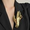 Zinc Zinc Alloy Hand-shaped Brooch Minority Design Double Palm Brooch Fashion Metal Glossy Clothes Pin  Girls