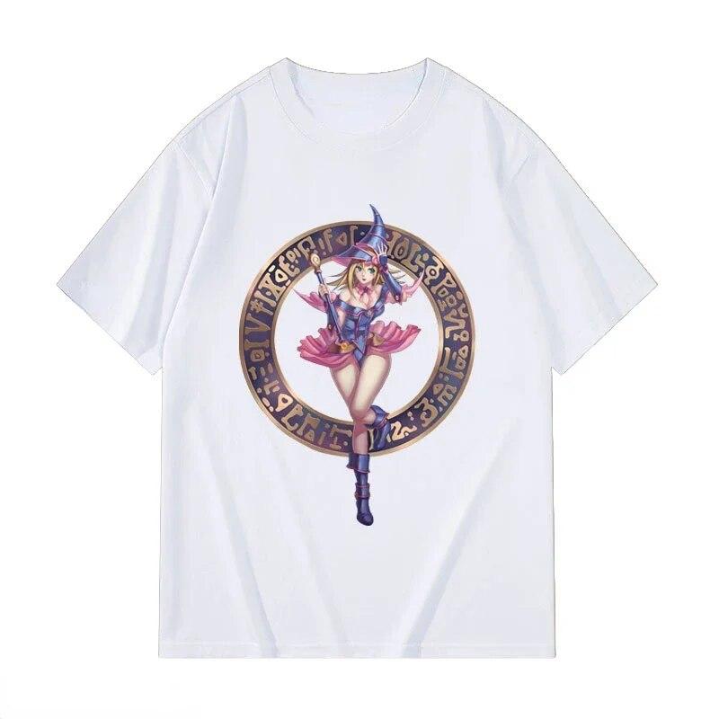 Футболка Yugioh Kawaii Dark Magician Girl Dark Magician Графическая футболка Винтажные карты египетского бога Аниме Футболка Топы в корейском стиле