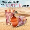 Copper Printed Design 250ML Water Glass with Rust Proof for Home and Office Use Ayurveda and Yoga Health Benefits Glass Set of 6 (Pink Gold)
