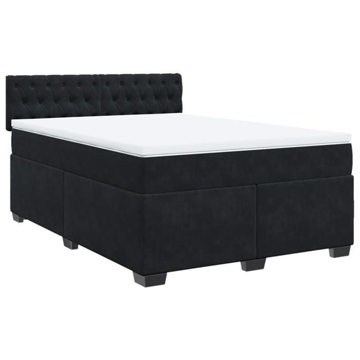 Maison Exclusive - Sommier à lattes de lit et matelas Noir 160x200 cm Velours