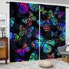 2pcs Five-colored Butterfly Printed Curtains, Study Room Kitchen Living Room Dorm Room Rod Pocket Window Drapes, Bedroom Accesso