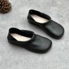Vintage PU Leather Flats Shoes Comfortable Soft Sole Solid Color Slip-on Shoes