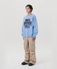 AMES-WORLDWIDE Logo Typo Graphic Sweatshirt Light Blue(Am2Efum440A)