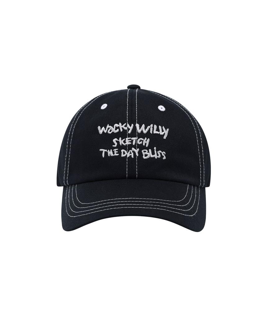 WACKY WILLY Stitch Typo Ball Cap Black