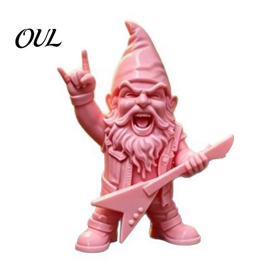 Cool Niche Room Decoration Rock Guitar Dwarf Figurine, Retro Punk Style Garden Gnome Statue, Unique Patio Landscape Decor Hand Painted PLA Sculpture