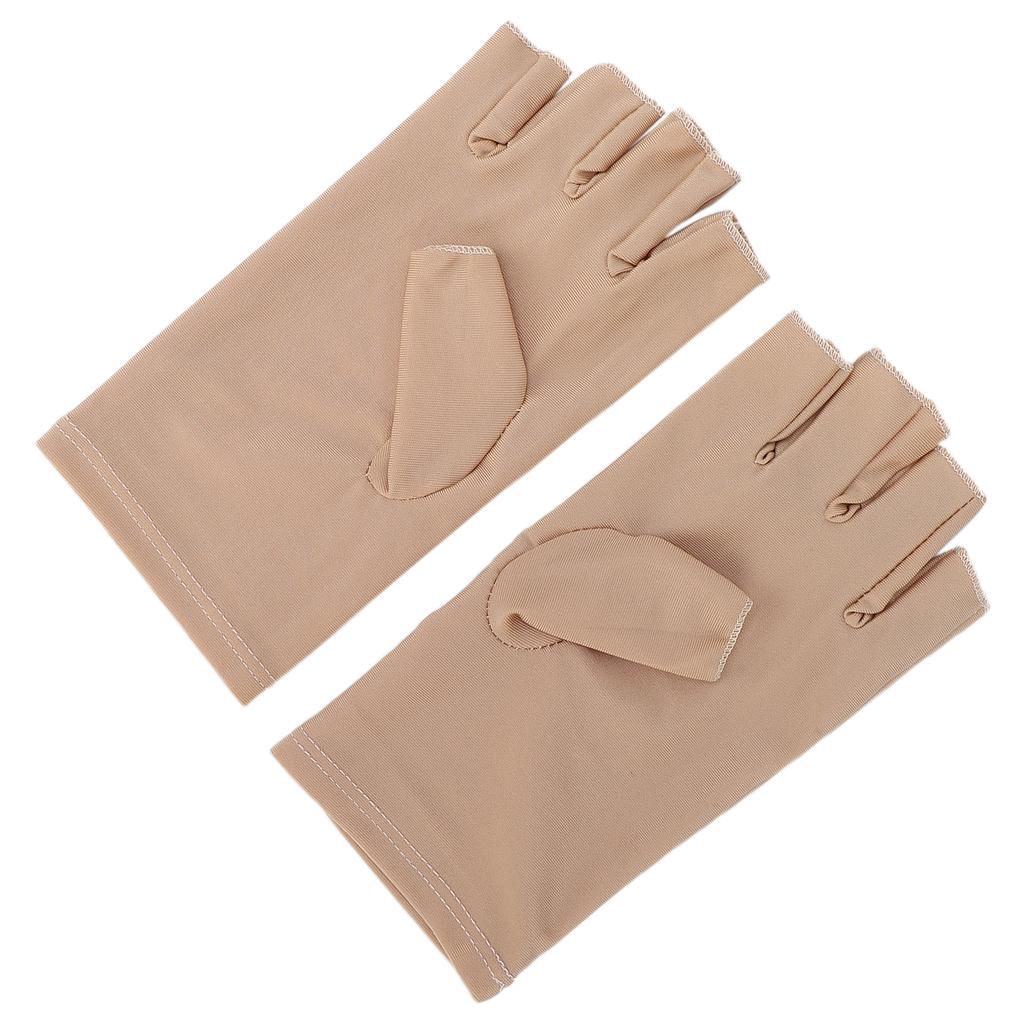 Professional Fiber Cotton Anti UV Gloves Nail Art UV Shield Gloves Manicure ToolBeige