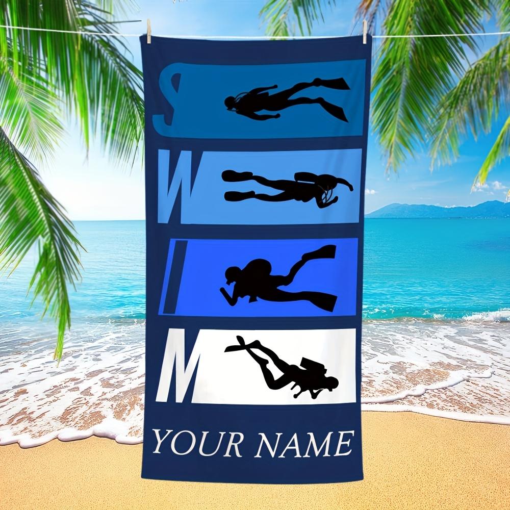 1pc Personalized Scuba Diving Beach Towel, Custom Name Quick Dry Sand Free Towel for Beach Pool Swim