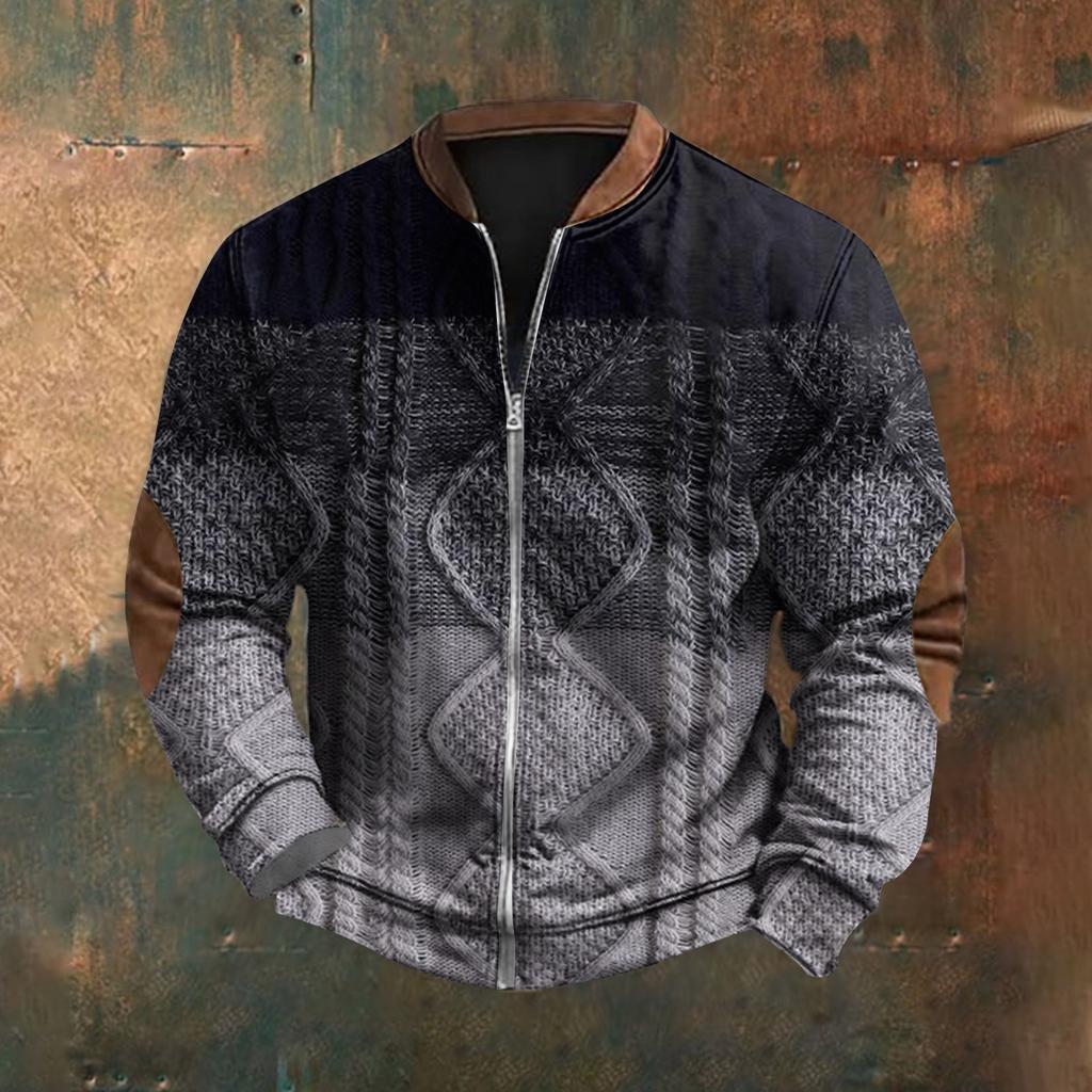 Мужская повседневная толстовка в стиле ретро с градиентным принтом