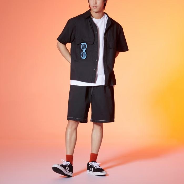 Converse Демонстрация Серия SS23 Рубашка Мужская Черная 10024742-A01