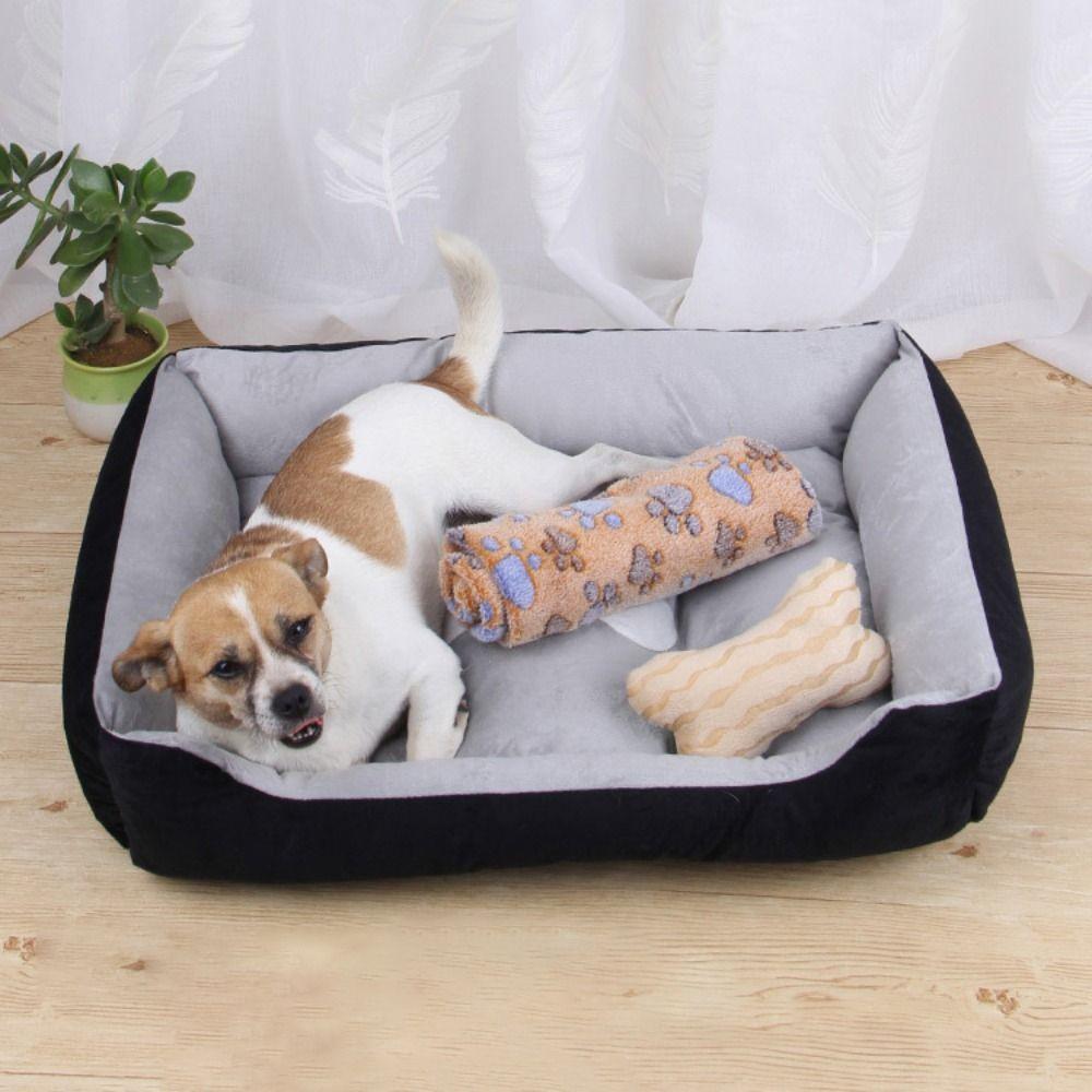 Soft Winter Bone Pattern Dog Nest Comfortable Dog Baskets Bed Warm Dog House Dog Sofa Bed  Winter