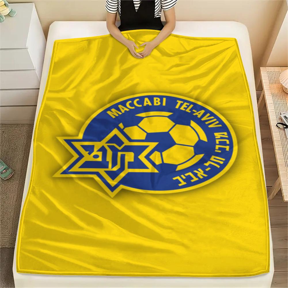 1Pc Maccabi Tel Aviv FC Print Flannel Blanket High Quality Warm Comfortable Cover for All Seasons Perfect for Gifts Home Decor