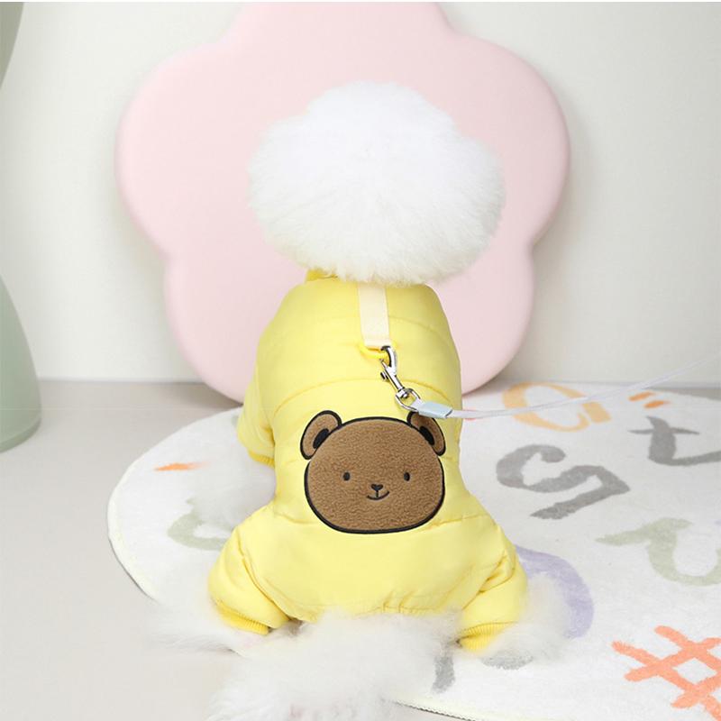 Winter Dog Coat Warm Cotton Padded Pet Jumpsuits for Small Medium Dogs Cats Soft Cute Bear Pattern Dog Jacket Puppy Clothing