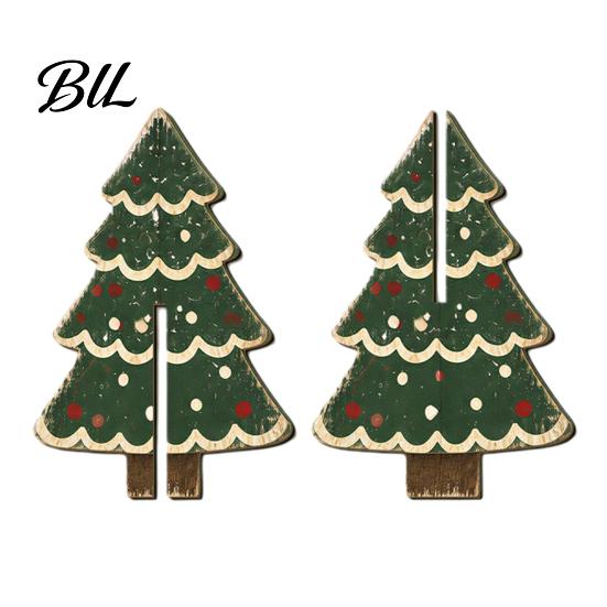 Easy Storage Seasonal Decorations Wooden Christmas Tree Tabletop Decoration, Rustic 3D Interlocking Ornaments, Vintage Reusable Eco Friendly