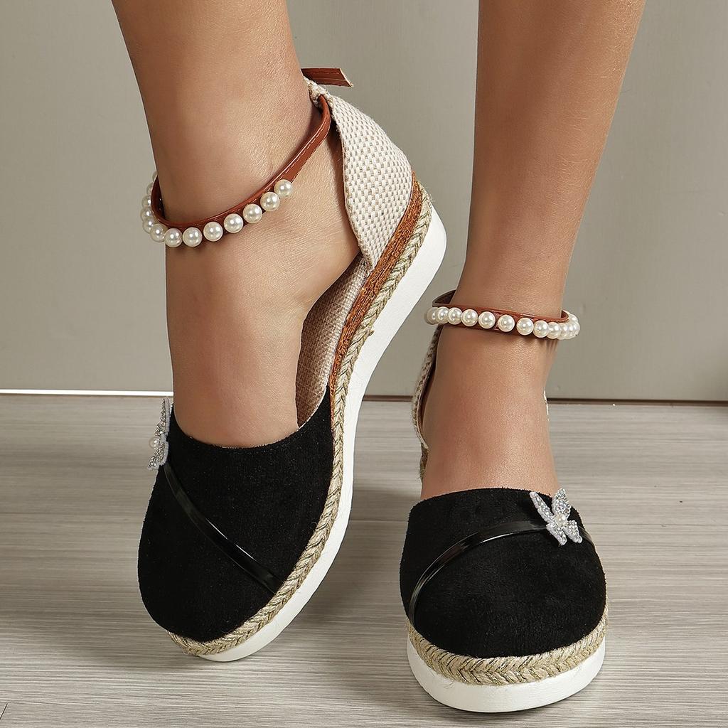 Women'S Sandals Summer 2024 Women'S Wedge Casual Sandals Butterfly Pearl Fashion Casual Shoes Sandals Women Dressy Summer