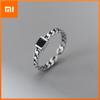 Xiaomi 100% Solid 925 Sterling Silver Retro Black Stone Rings For Women Simple Trendy Retro Anillos Party Gifts Accessories