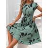 Elegant Personality Abstract Pattern Printed Pleated Dress