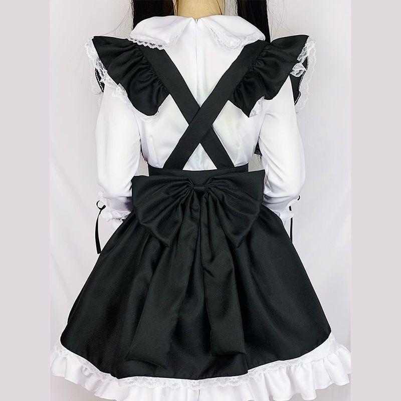 Lolita Skirt Servant Costume Lovely Lolita Black and White Japanese Long Sleeved Lolita Skirt Lolita Blouse Black Lolita Dress Maid Dress