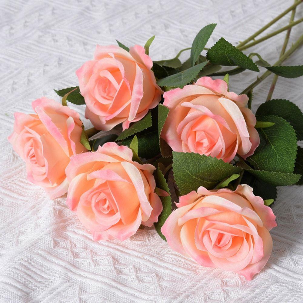 5pcs Festival Supplies Vintage Silk Rose DIY Party Decoration Artificial Flowers Home Decor