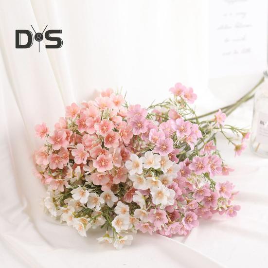 Искусственные цветы Пышные весенние украшения Яркие цвета Букет из гипсофилы и шелковых цветов