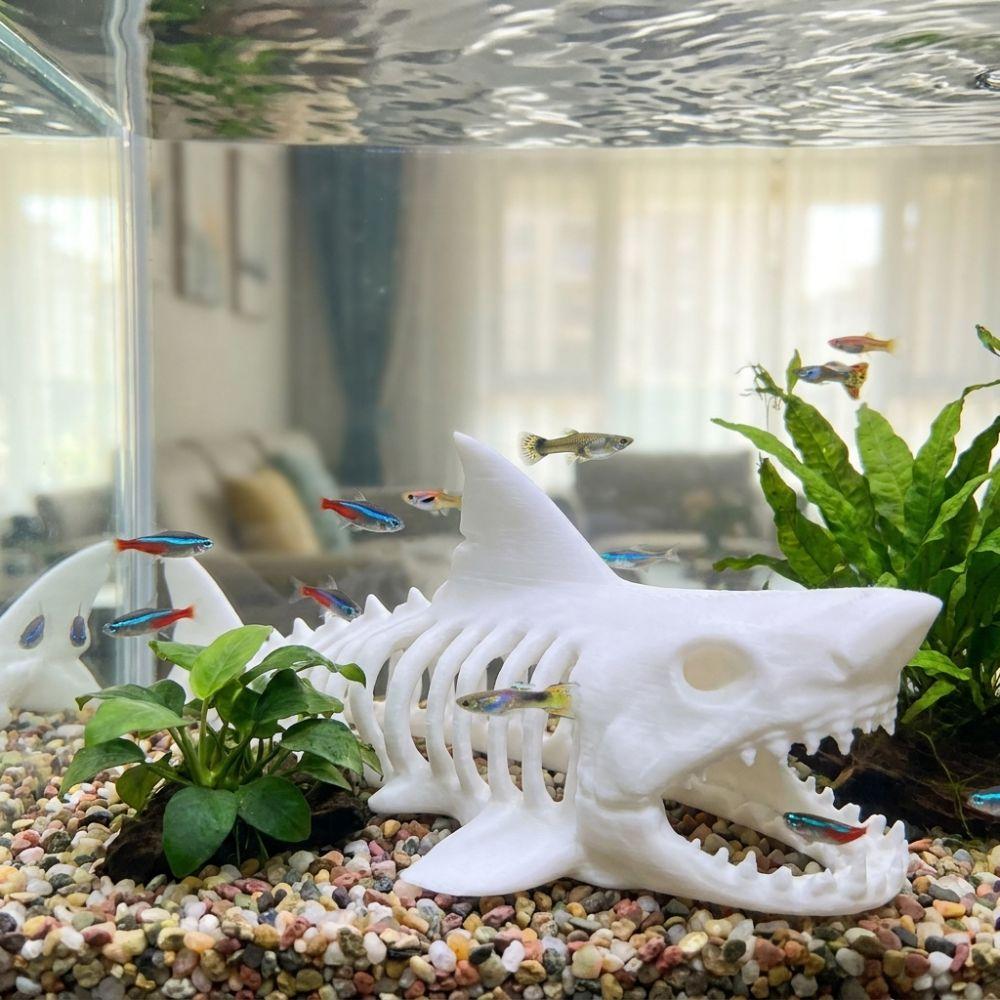 3D Printed Shark Skeleton Hideaway House Unpainted Aquarium Underground Cave Aquarium